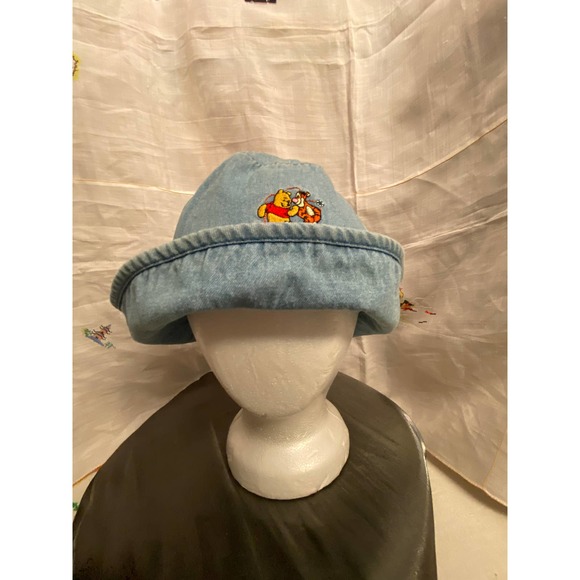 Disney,”Pooh”, Adult Denim Bucket Hat with embroidered Pooh and Tigger - Picture 3 of 12